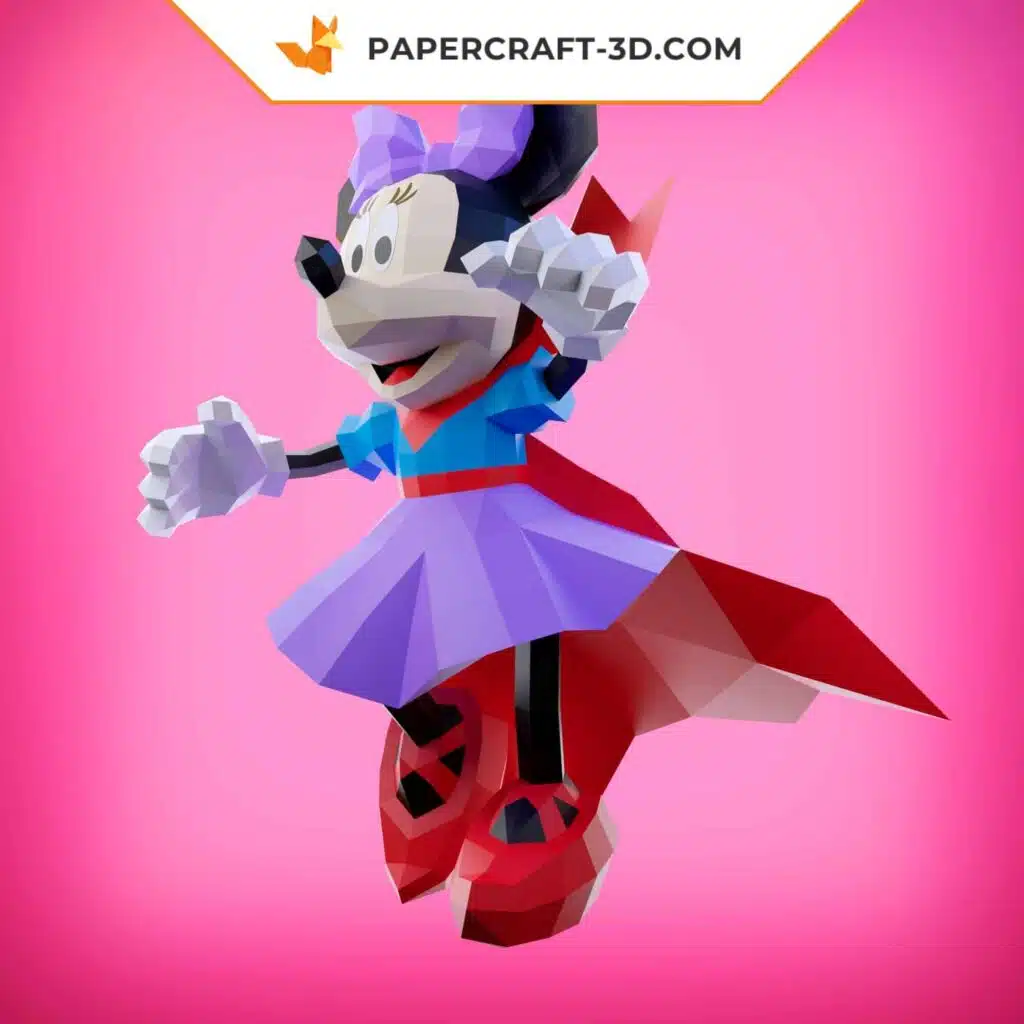 Papercraft Minnie Halloween en origami papier 3D, weergave 2
