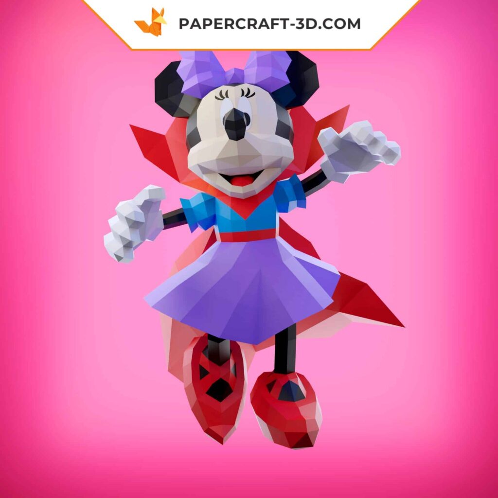 Papercraft da Minnie Halloween em origami 3D