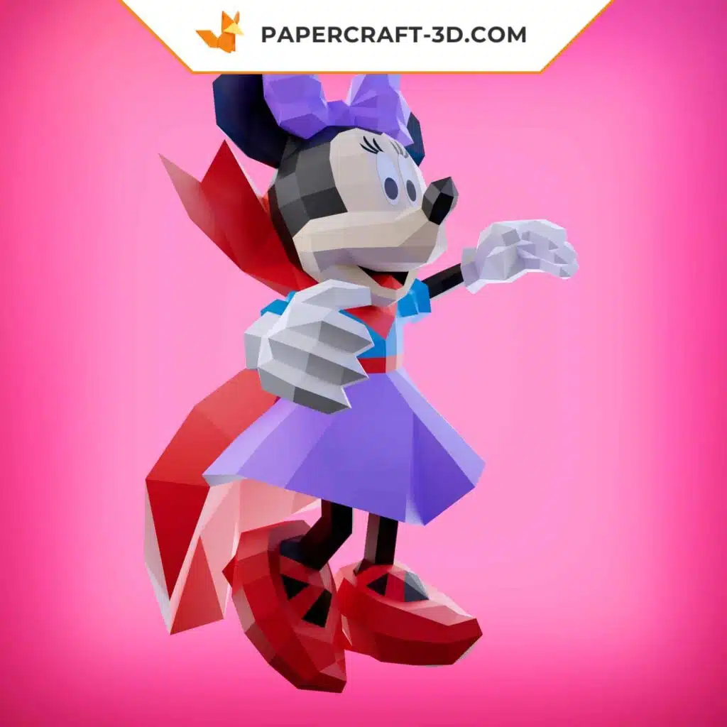 Papercraft Minnie Halloween en origami papier 3D, weergave 3