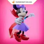 Papercraft Minnie Halloween en origami papier 3D, weergave 3