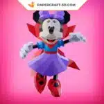 Papercraft Minnie Halloween en origami papier 3D, weergave 4