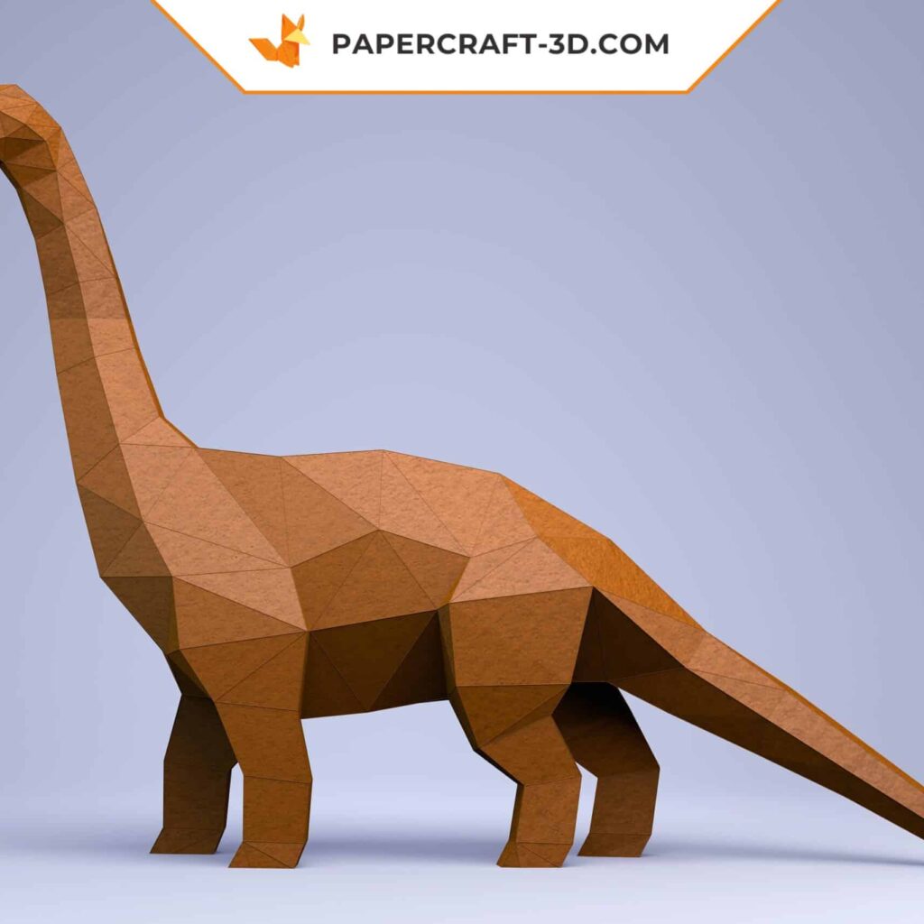 Papercraft apatosaurus dinosaur in 3D origami