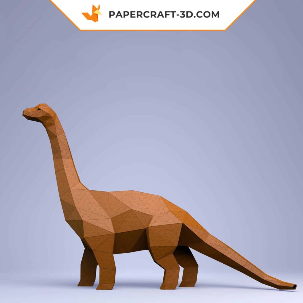 Papercraft apatosaurus dinosaur in 3D origami