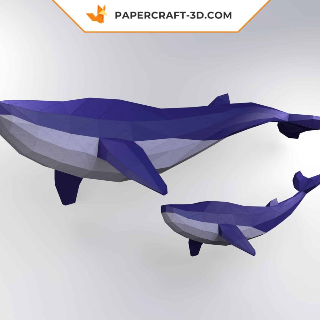 Papercraft whale in 3D origami