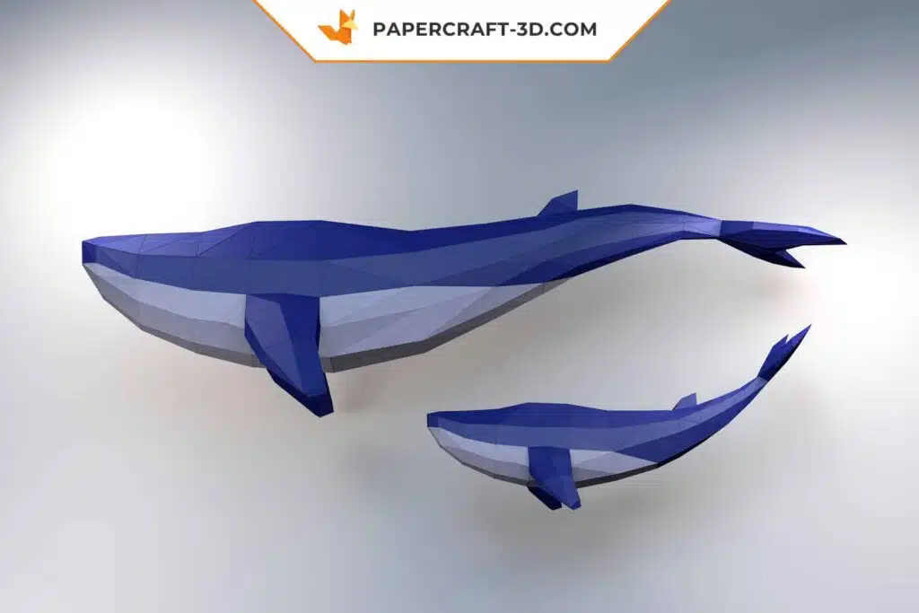 Papercraft modèle de baleine en origami papier 3D, weergave 3