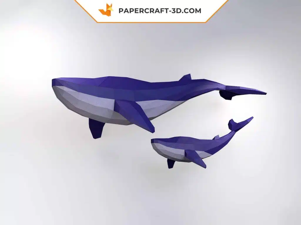 Papercraft modèle de baleine en origami papier 3D