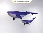 Papercraft modèle de baleine en origami papier 3D