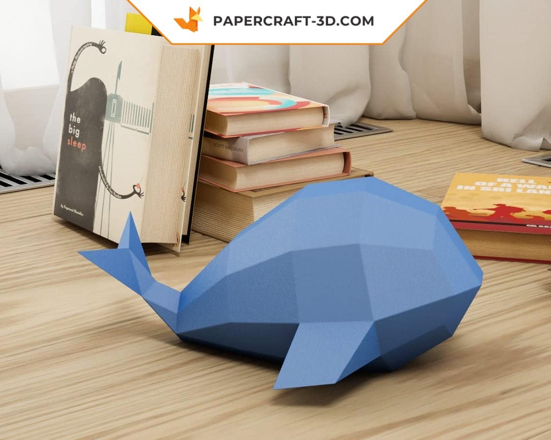 Papercraft whale easy for kids in 3D origami