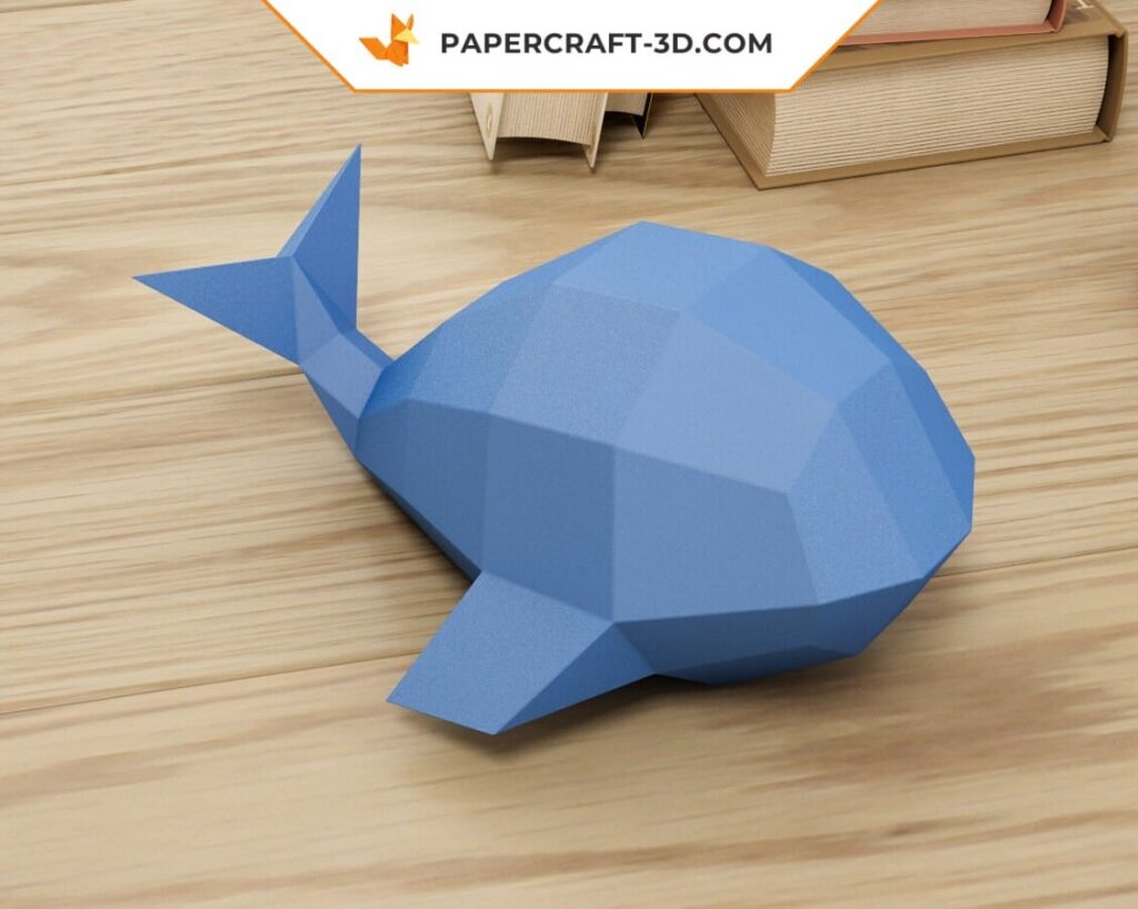 Papercraft de baleia fácil para crianças em origami 3D