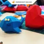 Papercraft modèle de baleine facile en origami papier 3D DIY, weergave 7
