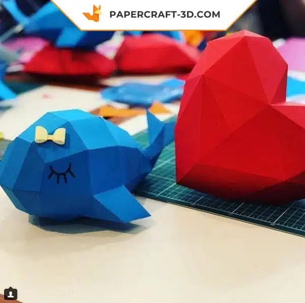 Papercraft modèle de baleine facile en origami papier 3D DIY, weergave 7