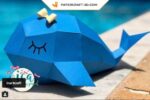 Papercraft balena facile per bambini in origami 3D