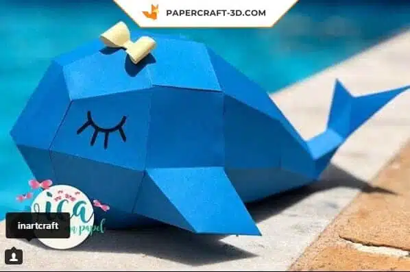 Papercraft modèle de baleine facile en origami papier 3D DIY, weergave 8