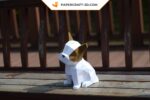 Papercraft cucciolo di bulldog carino in origami 3D