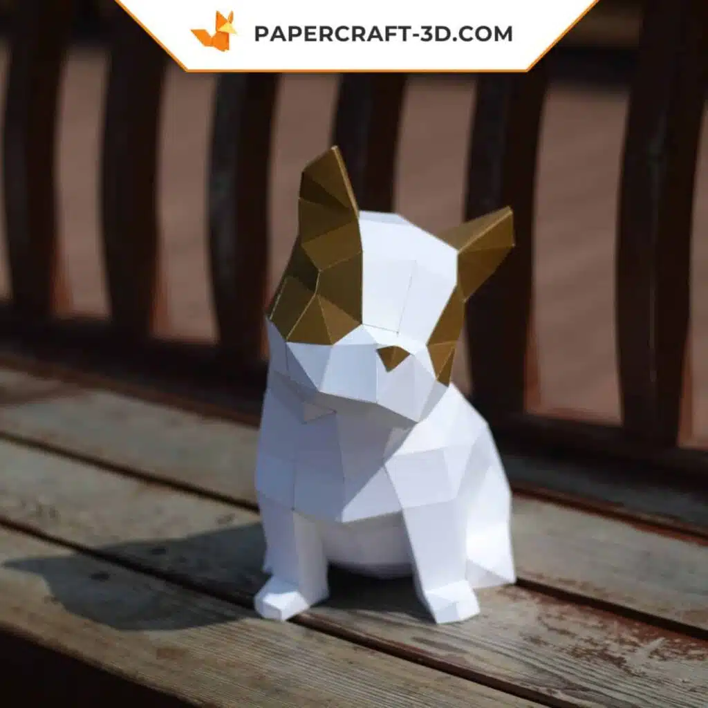 Papercraft de bebé bulldog adorable en origami 3D