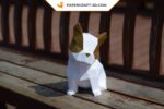 Papercraft cucciolo di bulldog carino in origami 3D