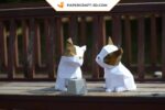 Papercraft cucciolo di bulldog carino in origami 3D