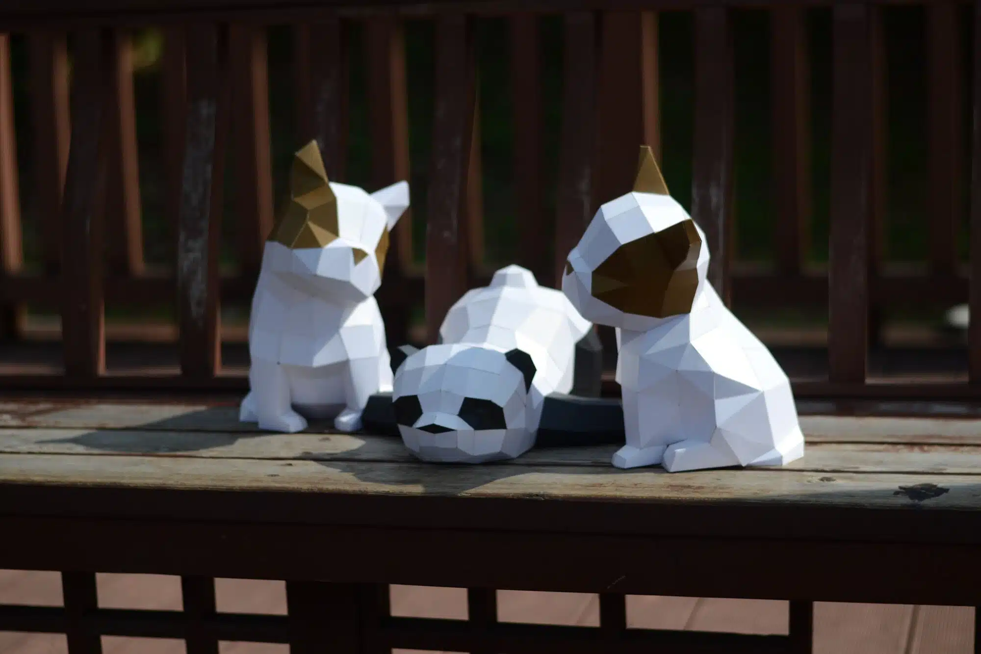 Papercraft Modèle de Bulldog en origami papier 3D, weergave 4