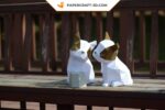 Papercraft cucciolo di bulldog carino in origami 3D