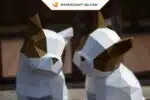 Papercraft Modèle de Bulldog en origami papier 3D, weergave 6