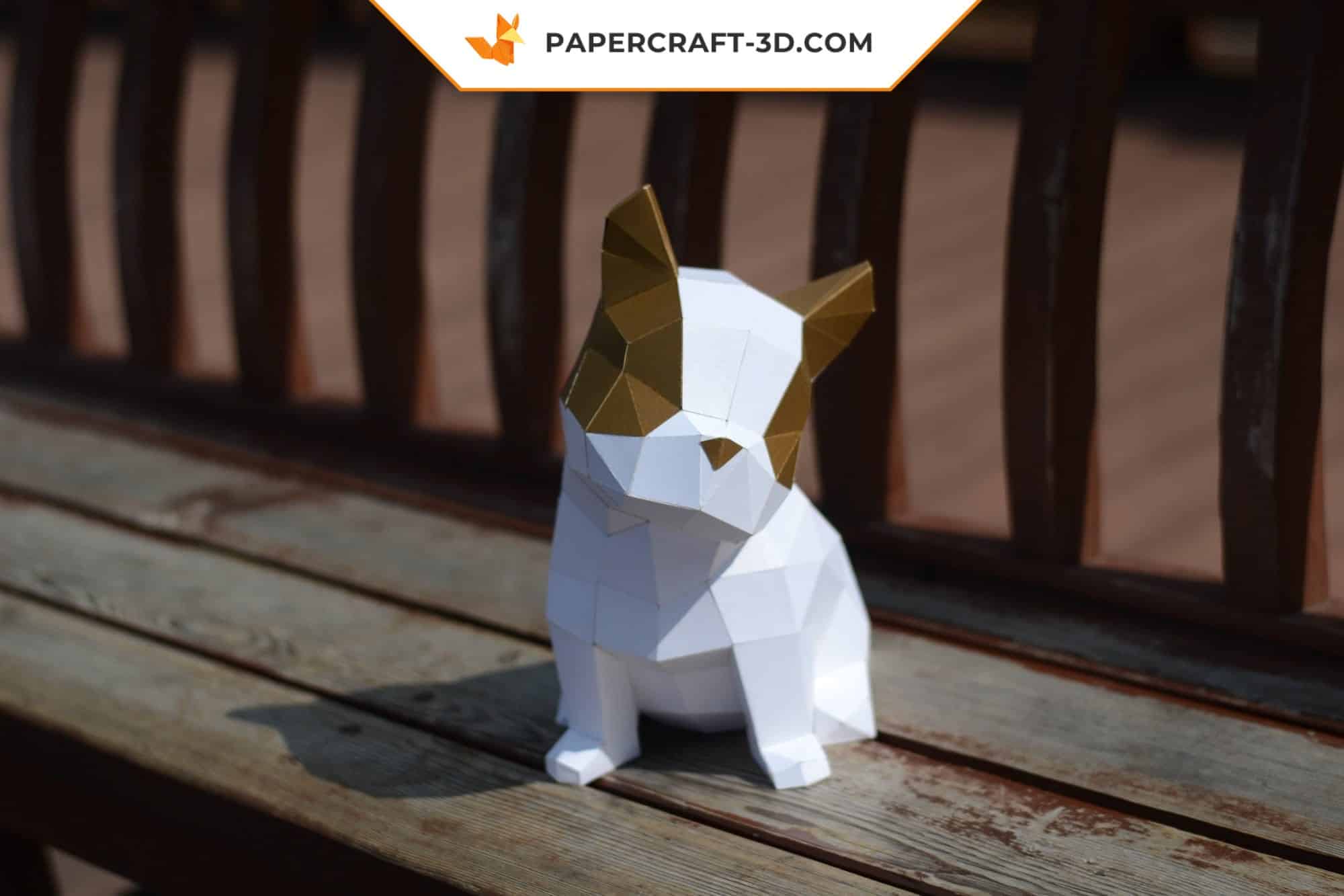 Papercraft cucciolo di bulldog carino in origami 3D Papercraft cucciolo di bulldog carino in origami 3D