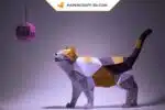 Papercraft cat in 3D origami