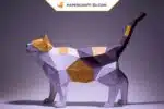 Papercraft modèle de chat en origami papier 3D à télécharger en PDF, weergave 3