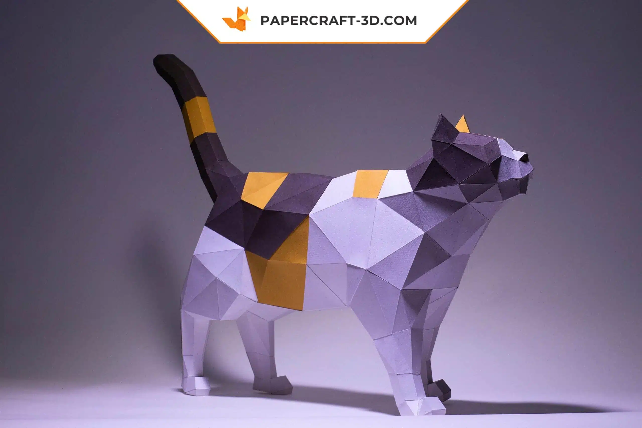 Papercraft modèle de chat en origami papier 3D à télécharger en PDF, weergave 4