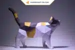 Papercraft cat in 3D origami