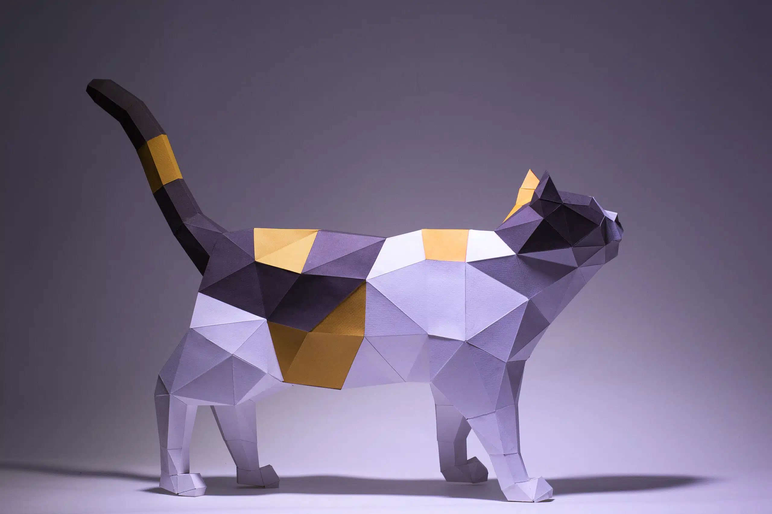 Papercraft modèle de chat en origami papier 3D à télécharger en PDF, weergave 5