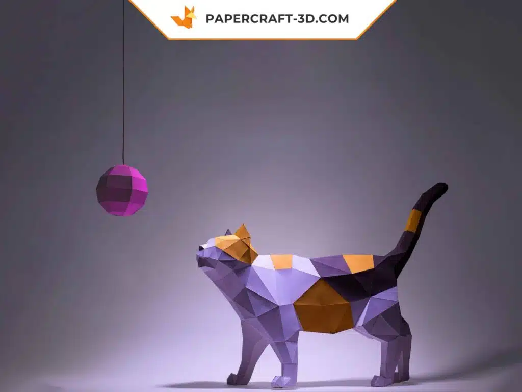 Papercraft modèle de chat en origami papier 3D à télécharger en PDF