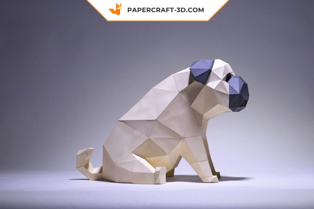 Origami papercraft pug dog