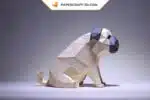 Origami-Papercraft Mops-Hund