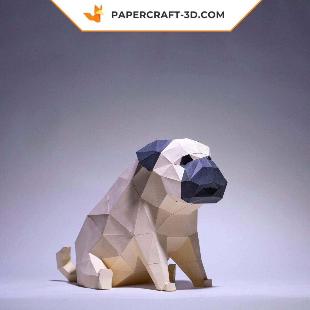 Papercraft de chien carlin en origami Papercraft de chien carlin en origami