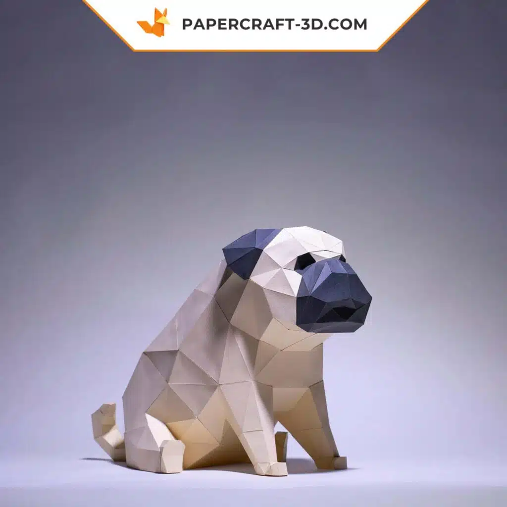 Papercraft di cane carlino in origami