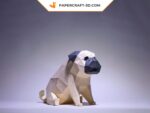 Papercraft de chien carlin en origami
