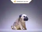Origami-Papercraft Mops-Hund