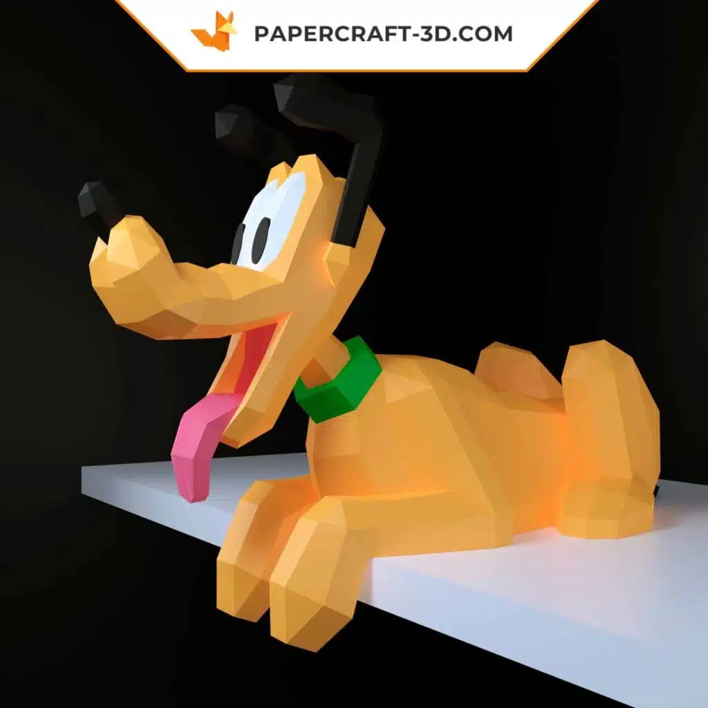 Modelo de papercraft de cachorro em origami 3D de papel DIY