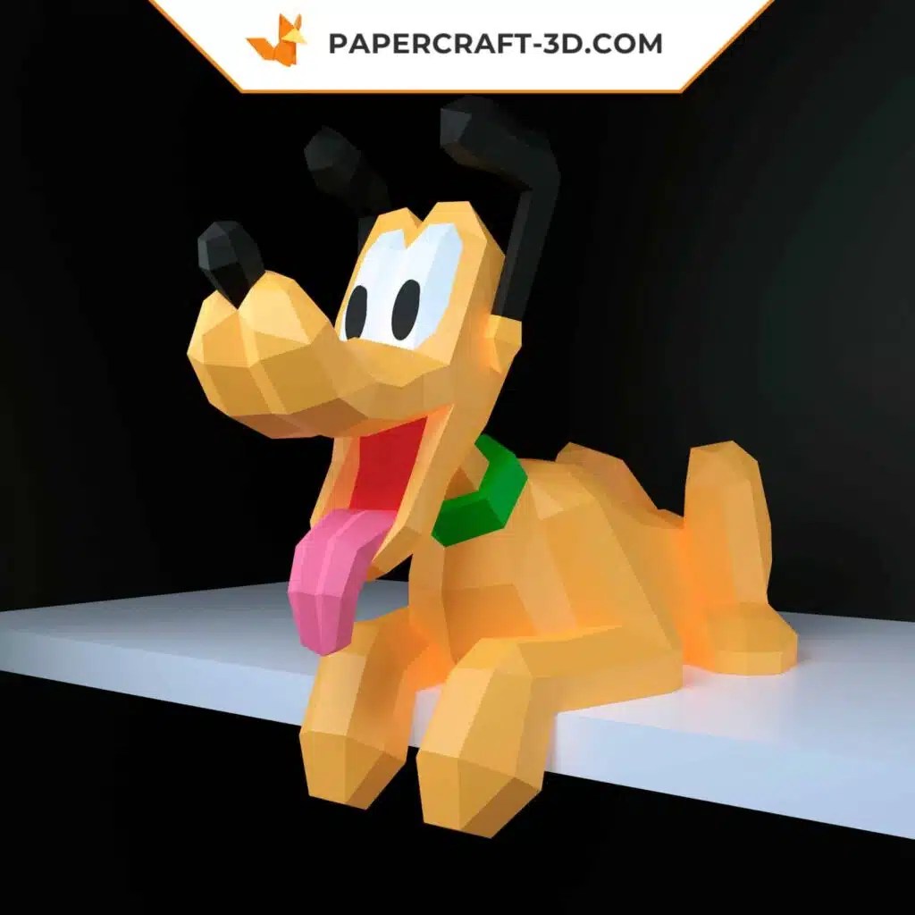 Papercraft modelo de perro en origami de papel 3D DIY