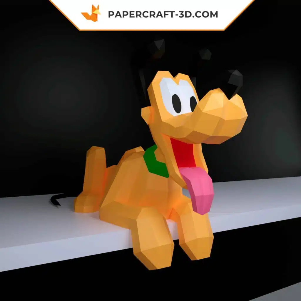 Modelo de papercraft de cachorro em origami 3D de papel DIY