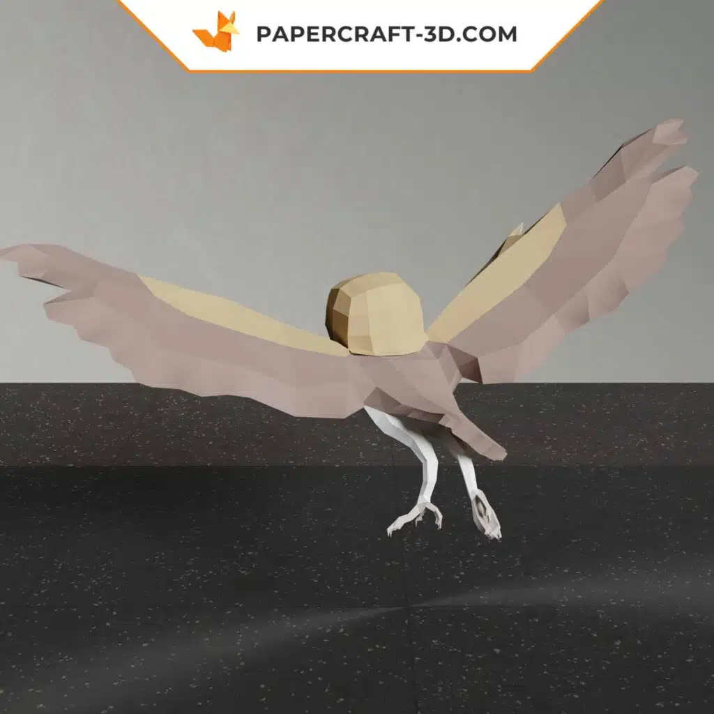 Fliegende Eule als Origami‑3D‑Papercraft