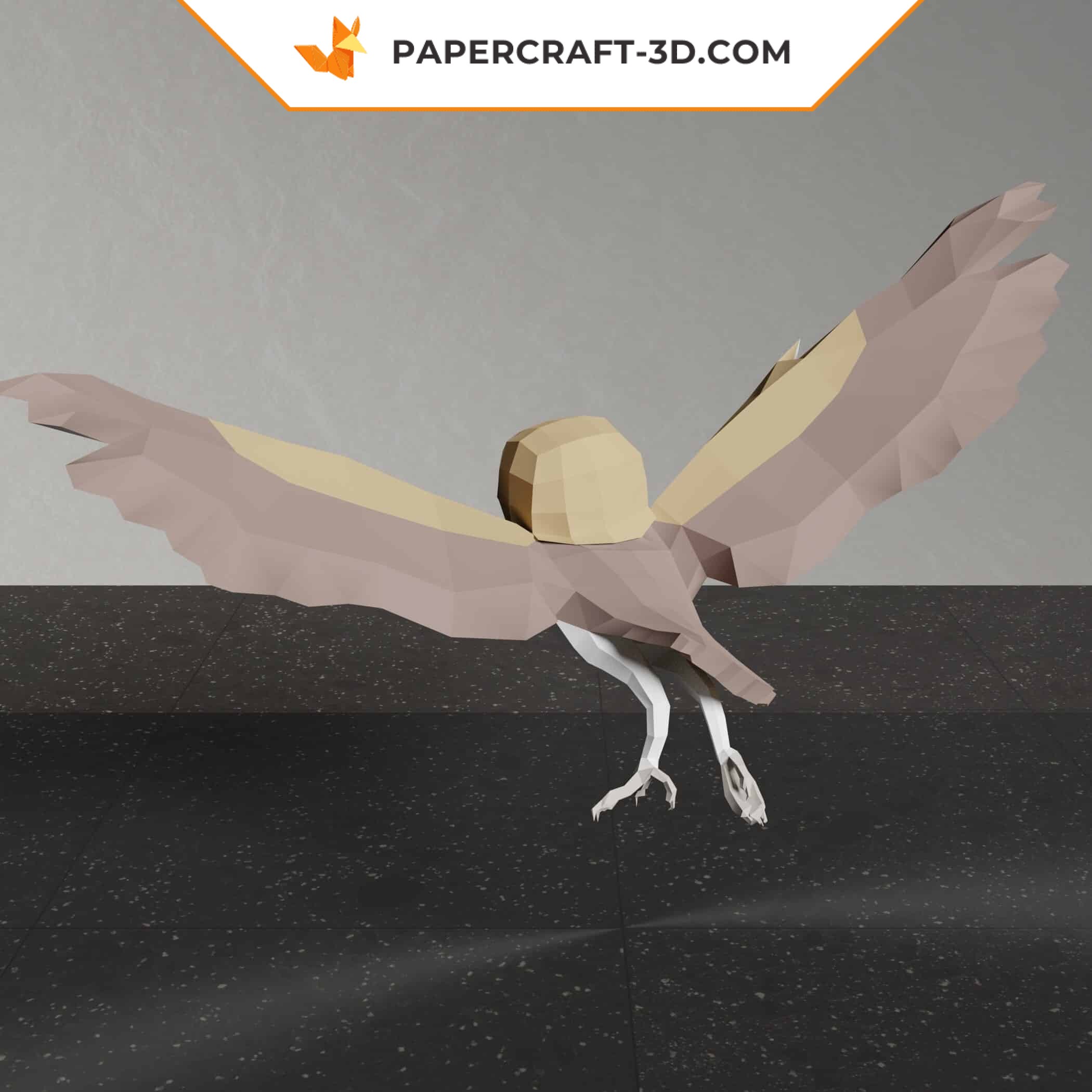 Papercraft flying owl in 3D origami