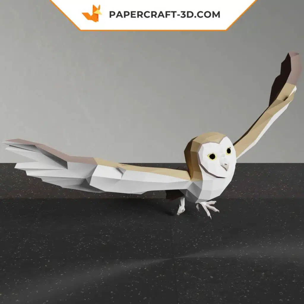 Fliegende Eule als Origami‑3D‑Papercraft