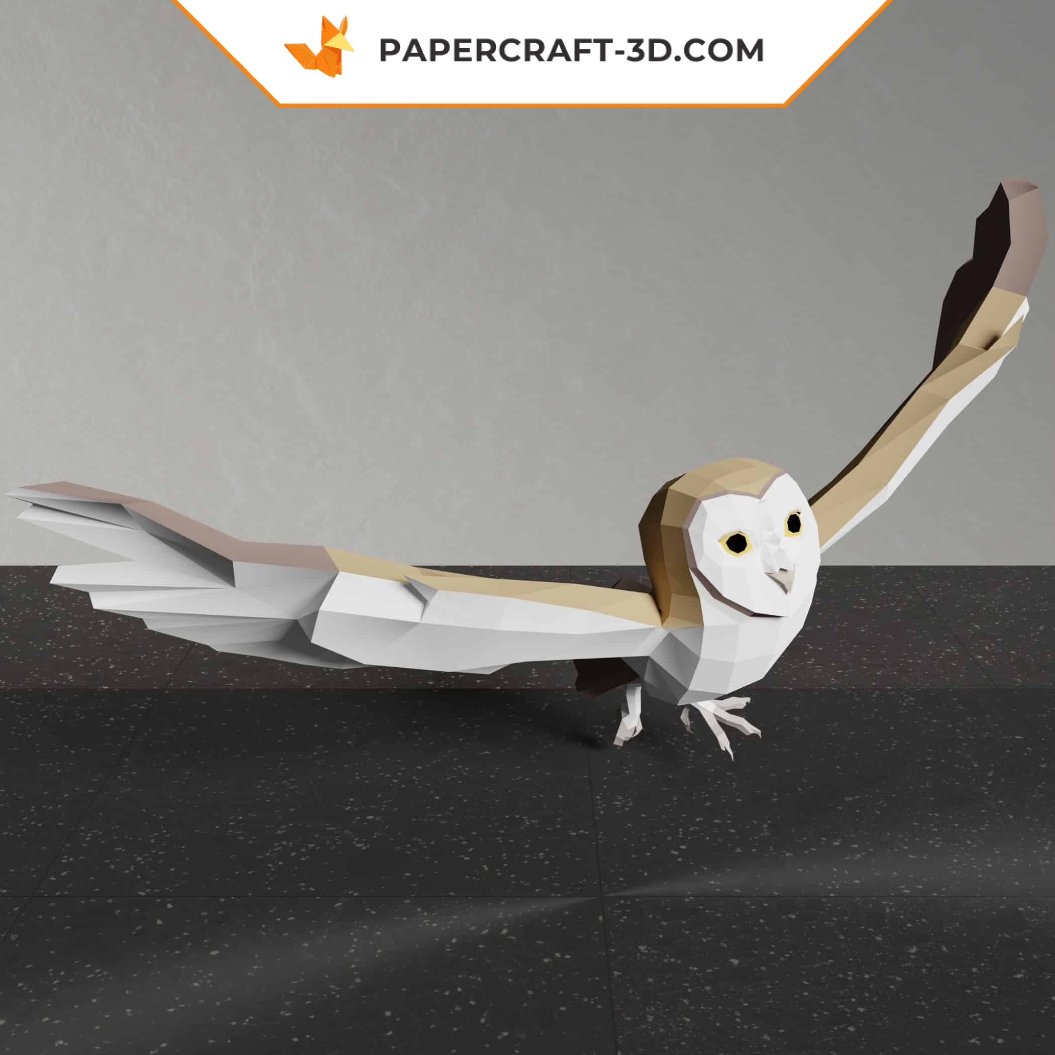 Papercraft flying owl in 3D origami