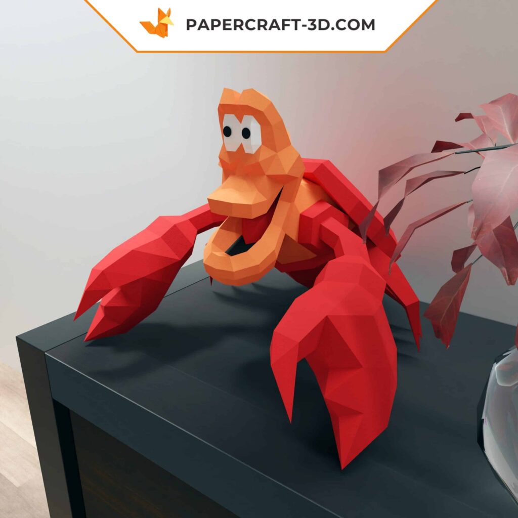 Papercraft de caranguejo Sebastian em origami