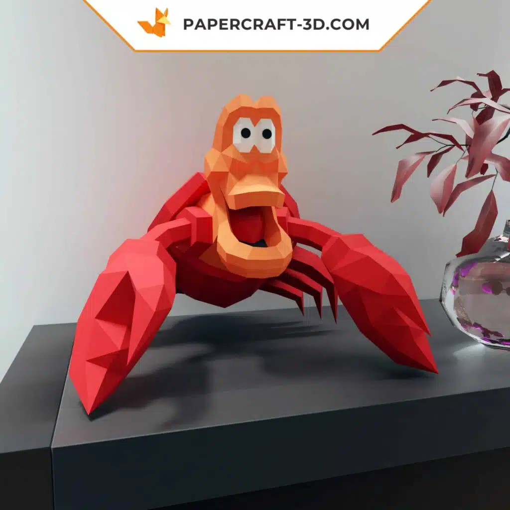 Papercraft de caranguejo Sebastian em origami