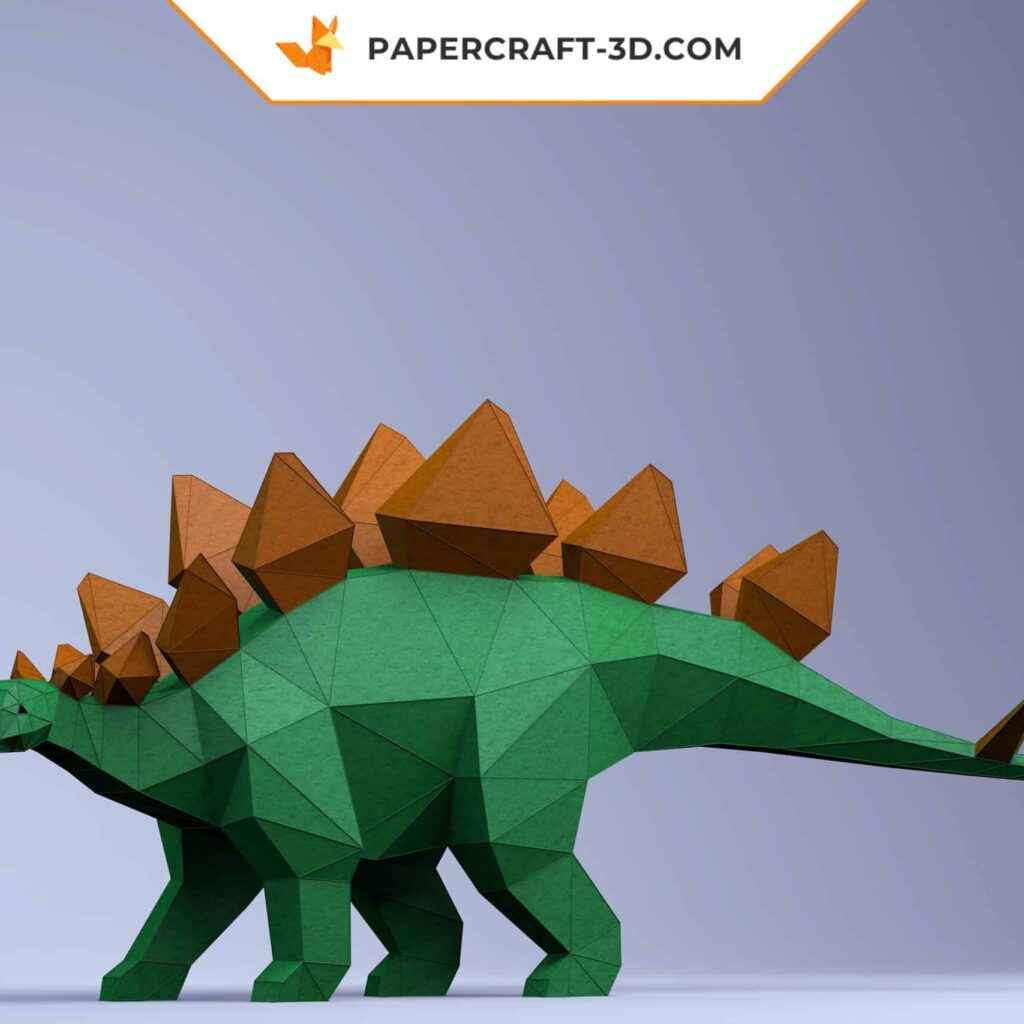 Papercraft dinosaure stégosaure en origami 3D
