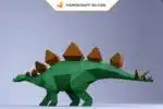 Papercraft modèle de dinosaure stégosaure en origami papier 3D, weergave 3