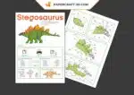 Papercraft modèle de dinosaure stégosaure en origami papier 3D, weergave 5