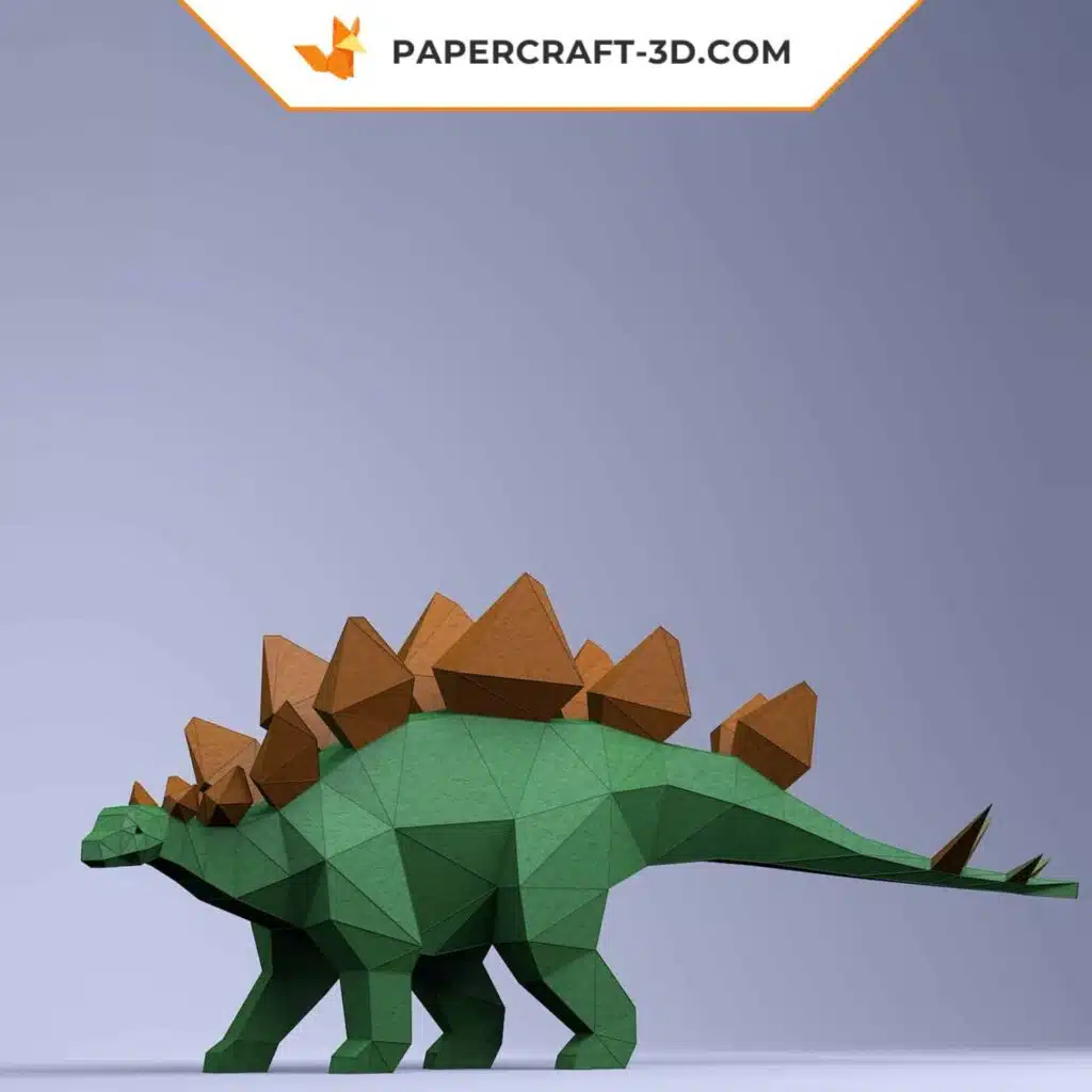 Papercraft dinossauro estegossauro em origami 3D